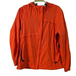 Lole Womens Orange Waterproof Breathable Hooded Rain Jacket Windbreaker Size M